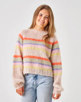 Raglansweater med striper. Oppskrift.