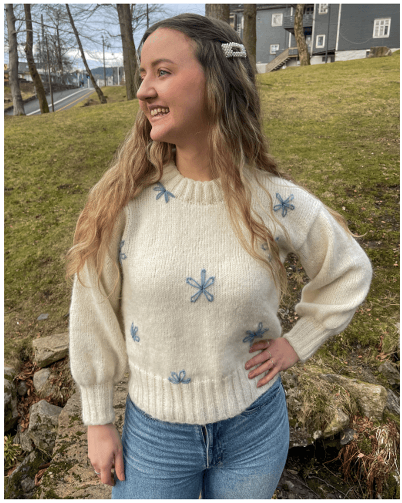 Reiduns blomster genser. Garnpakke.