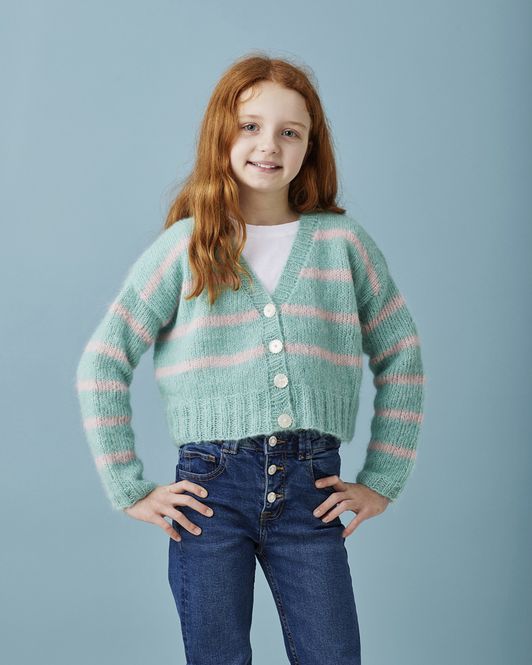 Hovedbilde Kort stripet cardigan. Garnpakke